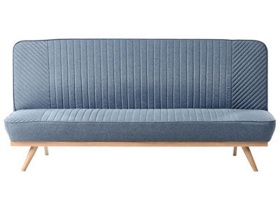 Wyld And Coco Novaliving 2-Seater Sofa Bed Blue Fabric Tufted Backrest Modern Design - image 1