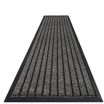 Imperial Rooms Dirt Absorbent Grey Rubber Mat Non Slip Washable Striped Barrier Mat 0.8M X 3M - image 1