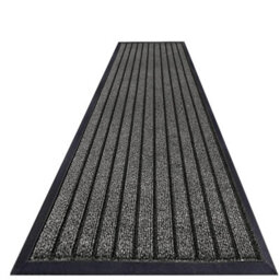 Imperial Rooms Dirt Absorbent Grey Rubber Mat Non Slip Washable Striped Barrier Mat 0.8M X 3M - thumbnail 1