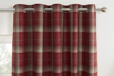 Sundour Carnoustie Red Checked Eyelet Blackout Curtains - image 1
