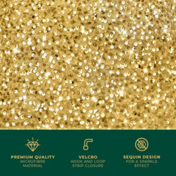 Festive Fix Gold Sequin Christmas Tree Skirt Foldable Four Side Base Cover With Velcro For Real And Artificial Trees - thumbnail 5