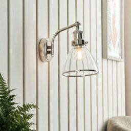 Pagazzi Lighting Pagazzi Brunswick Polished Nickel & Glass Wall Light
