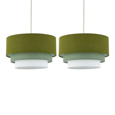 First Choice Lighting Set Of 2 Gabi - Sage Green Ombre Linen 3 Tier Ceiling Light Shades - image 1