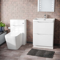 Nes Home 600mm Freestanding White Vanity Cabinet, Wc & Rimless Square Btw Toilet Set - thumbnail 2
