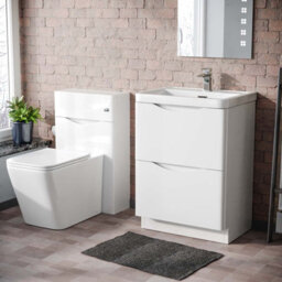 Nes Home 600mm Freestanding White Vanity Cabinet, Wc & Rimless Square Btw Toilet Set - thumbnail 1