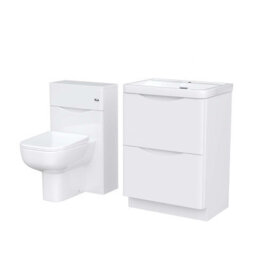 Nes Home 600mm Freestanding White Vanity Cabinet, Wc & Rimless Square Btw Toilet Set - thumbnail 6