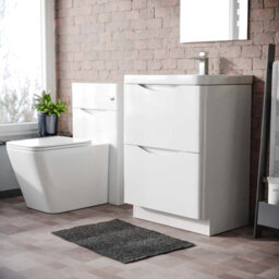 Nes Home 600mm Freestanding White Vanity Cabinet, Wc & Rimless Square Btw Toilet Set - thumbnail 3
