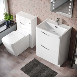 Nes Home 600mm Freestanding White Vanity Cabinet, Wc & Rimless Square Btw Toilet Set - thumbnail 4