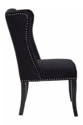 Orsina Black Buttoned Velvet Dining Chairs, Velvet Upholstered Chair With Wooden Legs, Accent Chair For Living Room - thumbnail 3