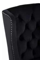 Orsina Black Buttoned Velvet Dining Chairs, Velvet Upholstered Chair With Wooden Legs, Accent Chair For Living Room - thumbnail 9