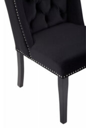 Orsina Black Buttoned Velvet Dining Chairs, Velvet Upholstered Chair With Wooden Legs, Accent Chair For Living Room - thumbnail 7