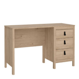 Wyld Haus Wildberry Natural Oak Desk With 3 Drawers And Leather Handles - thumbnail 3
