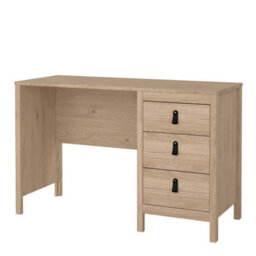 Wyld Haus Wildberry Natural Oak Desk With 3 Drawers And Leather Handles - thumbnail 5