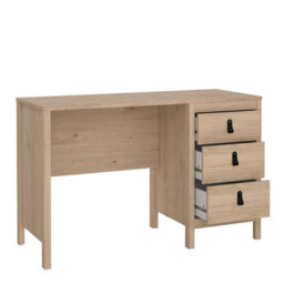 Wyld Haus Wildberry Natural Oak Desk With 3 Drawers And Leather Handles - thumbnail 7
