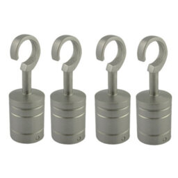 Ropeservices Uk 4 X 36mm Satin Nickel Decking Rope Hook Fittings Fixings Barrier Set