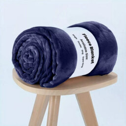 Ameha Fleece Plain Blanket, Lightweight & Reversible Throw For Travel, Bed & Sofa Blanket, Navy Super King 230X270Cm - thumbnail 3