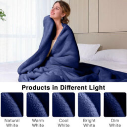 Ameha Fleece Plain Blanket, Lightweight & Reversible Throw For Travel, Bed & Sofa Blanket, Navy Super King 230X270Cm - thumbnail 2