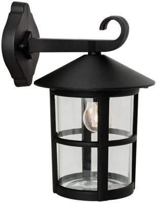 Luminosa Lighting Luminosa Stratford 1 Light Outdoor Wall Lantern - Downlight Black Ip44, E27