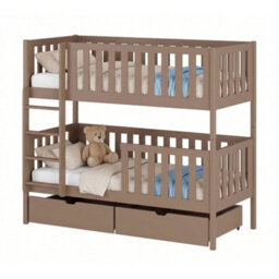 Arte Michalina Milk Chocolate Wooden Bunk Bed With Storage 90 X 190Cm - Foam Bonnell Mattresses Included - thumbnail 1