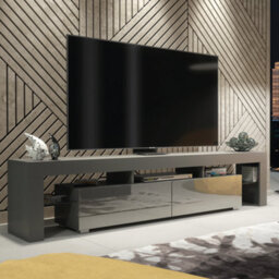 Nova Tv Unit 200Cm Dark Grey High Gloss Doors With Led Lighting - Creative Furniture - thumbnail 8