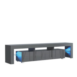 Nova Tv Unit 200Cm Dark Grey High Gloss Doors With Led Lighting - Creative Furniture - thumbnail 7