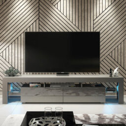 Nova Tv Unit 200Cm Dark Grey High Gloss Doors With Led Lighting - Creative Furniture - thumbnail 4