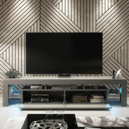 Nova Tv Unit 200Cm Dark Grey High Gloss Doors With Led Lighting - Creative Furniture - thumbnail 6