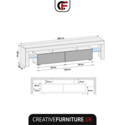 Nova Tv Unit 200Cm Dark Grey High Gloss Doors With Led Lighting - Creative Furniture - thumbnail 3