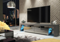 Nova Tv Unit 200Cm Dark Grey High Gloss Doors With Led Lighting - Creative Furniture - thumbnail 2