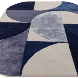 Indigo Abstract Wool Luxurious Modern Handmade Easy To Clean Geometric Dining Room Bedroom And Living Room Rug -200Cm X 300Cm - thumbnail 4
