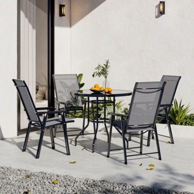 Breeins 5 Piece Outdoor Black Furniture Set Dining Set Umbrella Table And Folding Chairs For Garden Patio Lounge Balcony 80 Cm - image 1