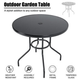 Breeins 5 Piece Outdoor Black Furniture Set Dining Set Umbrella Table And Folding Chairs For Garden Patio Lounge Balcony 80 Cm - thumbnail 3