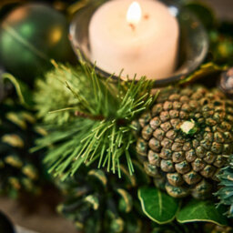 Dibor Set Of 2 Woodland Green Triple Table Centrepiece Christmas Decoration Candle Holders Tealight Holder 39Cm - thumbnail 5