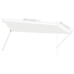 Walplus Retractable Awning Garden Sun Shade Canopy Gazebo For Back Door, Porch, Patio 300X150 Cm Cream - thumbnail 8