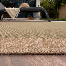 The Rugs Nature Collection Indoor Outdoor Patio Garden Rug Green Square Dots Design Weatherproof Jet Washable 5200G - thumbnail 3