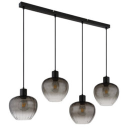 Luminosa Lighting Luminosa Toy Bar Pendant Ceiling Light Matt Black Smoke Glass Shade 4X E27 - thumbnail 2
