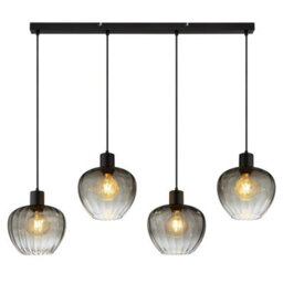 Luminosa Lighting Luminosa Toy Bar Pendant Ceiling Light Matt Black Smoke Glass Shade 4X E27 - thumbnail 3
