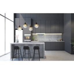 Luminosa Lighting Luminosa Toy Bar Pendant Ceiling Light Matt Black Smoke Glass Shade 4X E27 - thumbnail 6