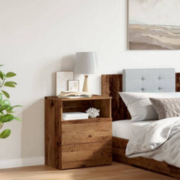 Berkfield Bedside Cabinet Old Wood 50X32X60Cm Engineered Wood - thumbnail 4
