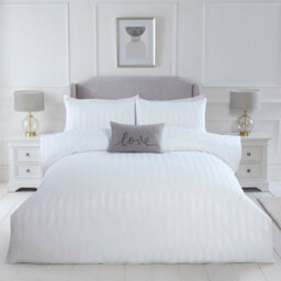 Julian Charles Home Satin Stripe White 210Tc 100% Cotton Duvet Set - thumbnail 1