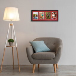 AK Frames 50X20Cm Black Sleek Multi Photo Frame With Crimson Mount - Holds 4 Apertures (4X) 6X4 Photos - thumbnail 3
