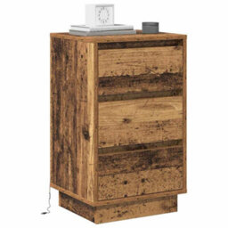Berkfield Bedside Cabinet With Led Old Wood 39X34.5X65 Cm Engineered Wood - thumbnail 3