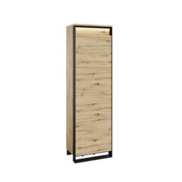 Arte Quant Qg-01 Hallway Cabinet In Oak Artisan & Black - 600mm X 2000mm X 400mm - Sleek Storage With Led Lighting