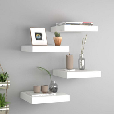 Berkfield Floating Wall Shelves 4 Pcs White 23X23.5X3.8 Cm Mdf - image 1
