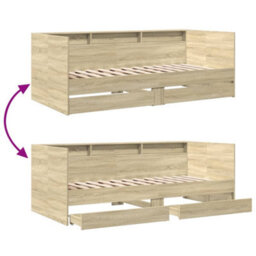 Walplus Daybed With Drawers Without Mattress Sonoma Oak 90X190 Cm Single - thumbnail 8