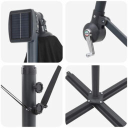 Berkfield Cantilever Banana Parasol Black 249 X 249 X 250 Cm - thumbnail 9
