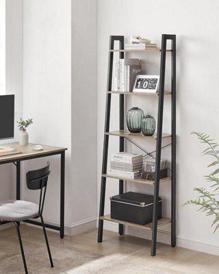 Vasagle Ladder Shelf, 4-Tier Bookshelf, Bookcase, For Living Room, Bedroom, Kitchen,steel Frame, Honey Brown And Black - image 1
