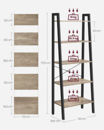 Vasagle Ladder Shelf, 4-Tier Bookshelf, Bookcase, For Living Room, Bedroom, Kitchen,steel Frame, Honey Brown And Black - thumbnail 5
