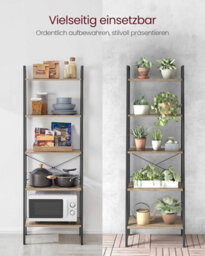 Vasagle Ladder Shelf, 4-Tier Bookshelf, Bookcase, For Living Room, Bedroom, Kitchen,steel Frame, Honey Brown And Black - thumbnail 3