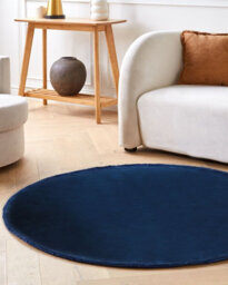 Beliani Rug Gesi Ii Navy Blue 140 Cm Viscose - thumbnail 2